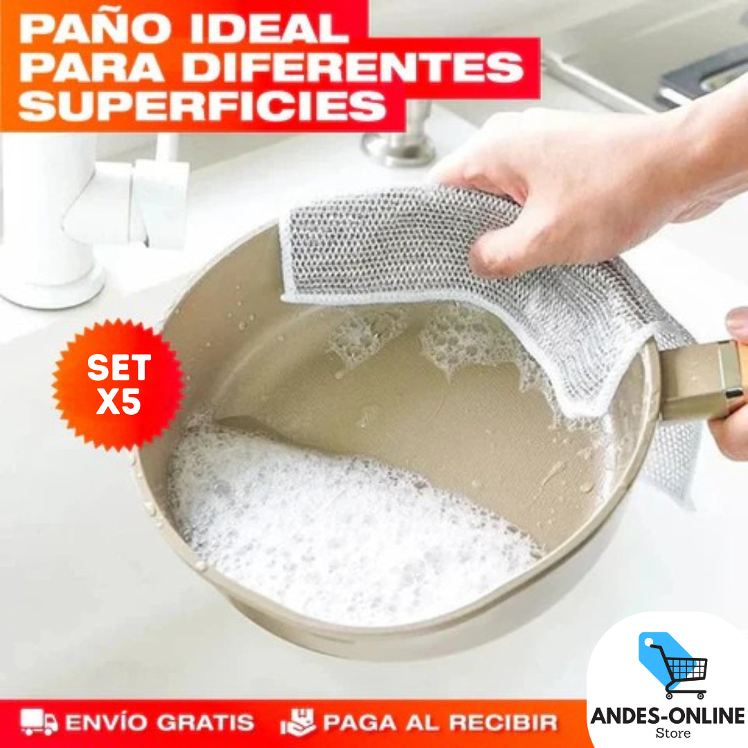 SET DE PAÑOS MÁGICOS CON ACERO INOXIDABLE PARA COCINA 🔥
