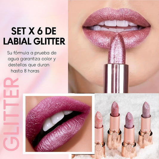 Set X6 de labiales Glitter 💋💄